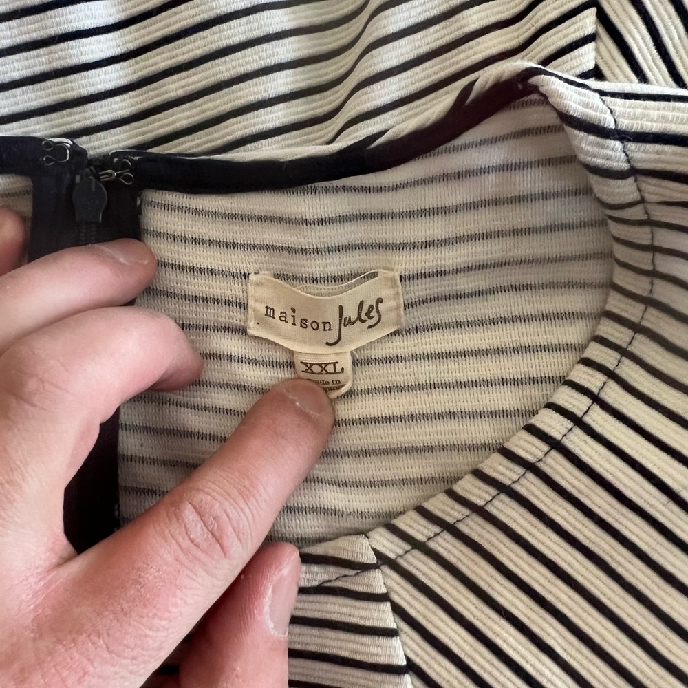 Maison Jules Black and White Striped Midi Dress - Picture 5 of 8